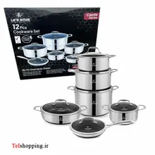 سرویس قابلمه استیل 12 پارچه دو طرف لیزری مارک لایف اسمایل مدل P18